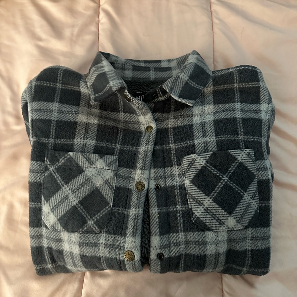 Plaid Button Down Shirt - Black and Gray